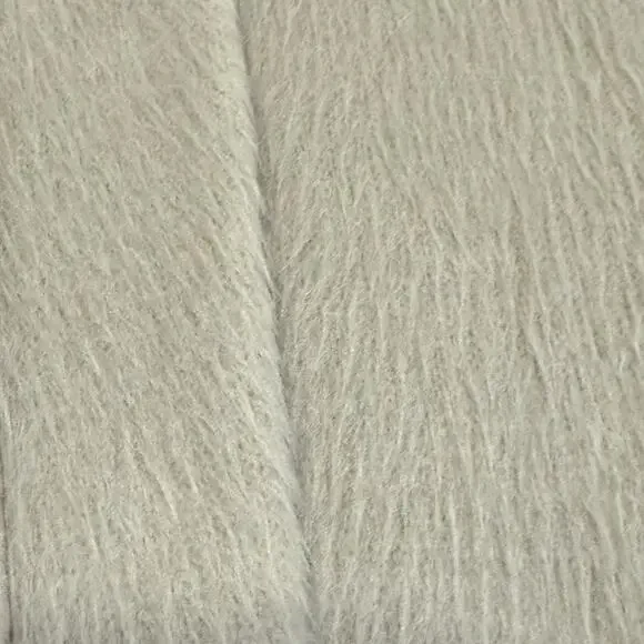 Theory VISTERNA Combed Faux Fur Vest Size L Taupe Long Line Zip Front EUC